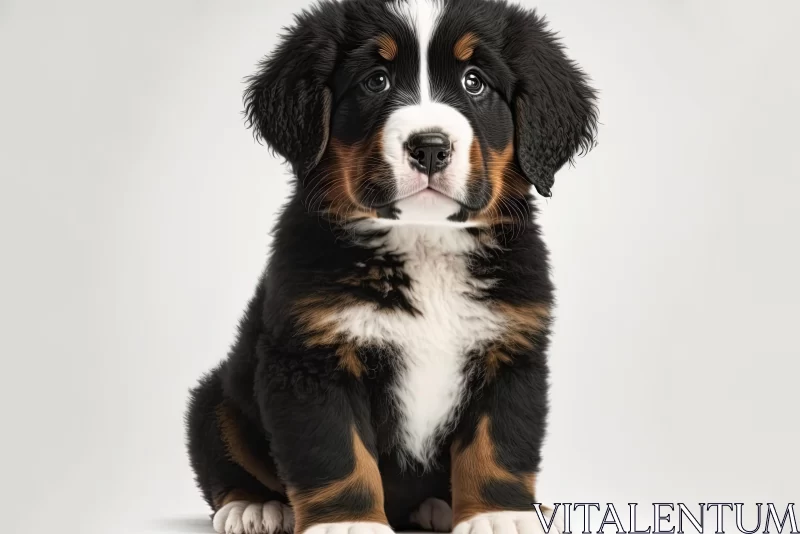 Bernese Mountain Dog Puppy with Distinctive Character Design AI Image