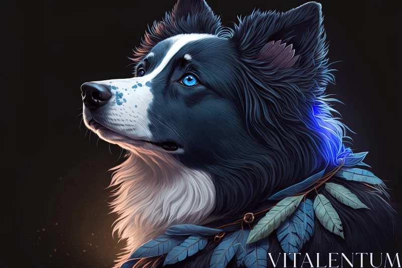 Border Collie in Fantasy Realism: A Luminous Character Portrait AI Image