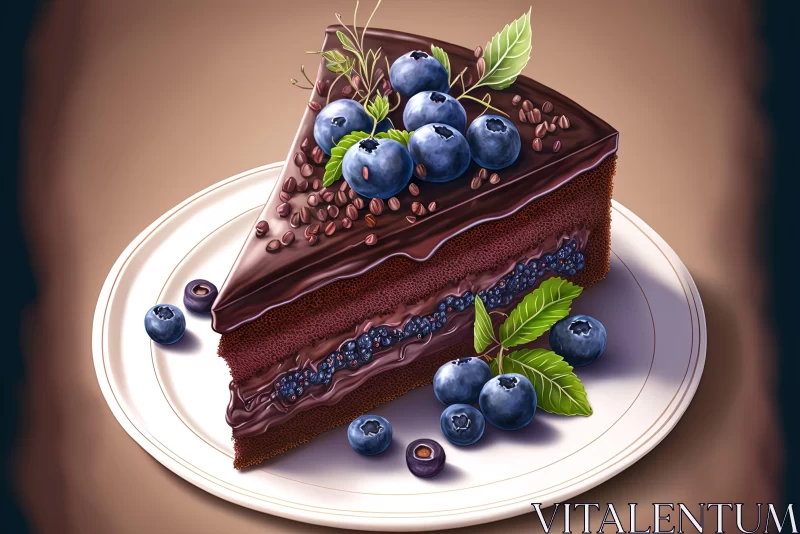 Fantastical Realism Cake Art: Chocolate and Blueberry Delight AI Image