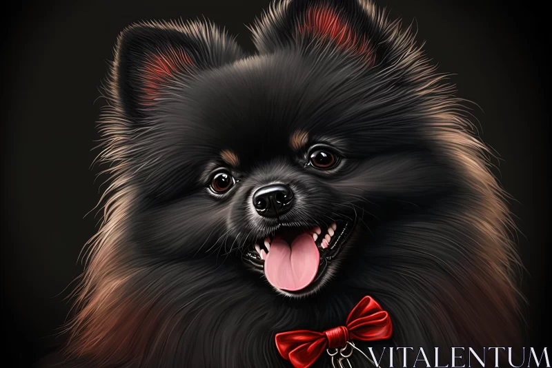 Chiaroscuro Pomeranian Dog Portrait in Dark Romantic Style AI Image