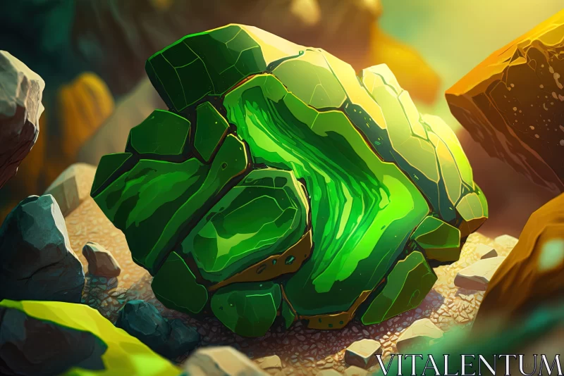 Detailed Character Design of Green Rock and Boulder AI Image
