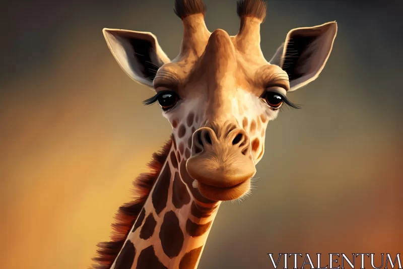 Cartoon-Realistic Giraffe Illustration - A Detailed Portrait AI Image