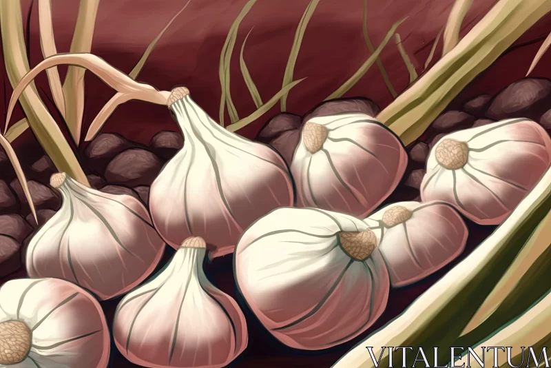 Garlic in Nature: A Digital Painting AI Image