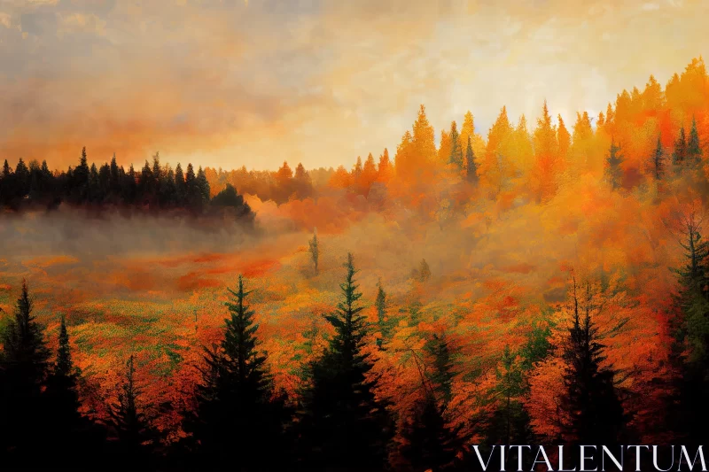 Romanticized Wilderness in Brushstroke Fields AI Image