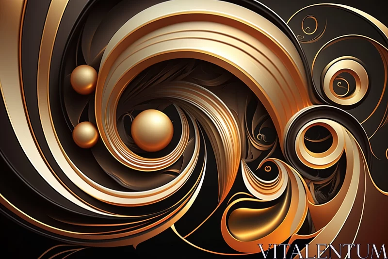 AI ART Gold and Silver Swirl Abstract Artwork