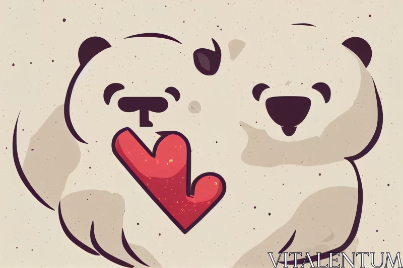 Loving Polar Bears Vintage Comic Style Illustration AI Image