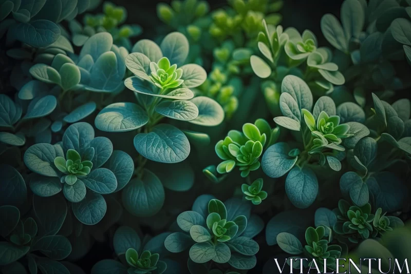 Stunning Nature Close-Up: Green Plants and Flowers AI Image