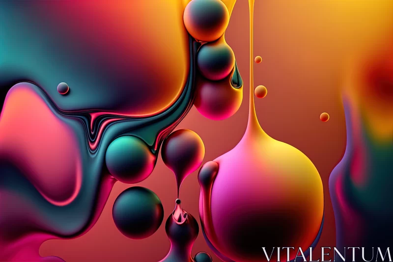 Abstract Artwork with Colorful Liquids and Biomorphic Forms AI Image