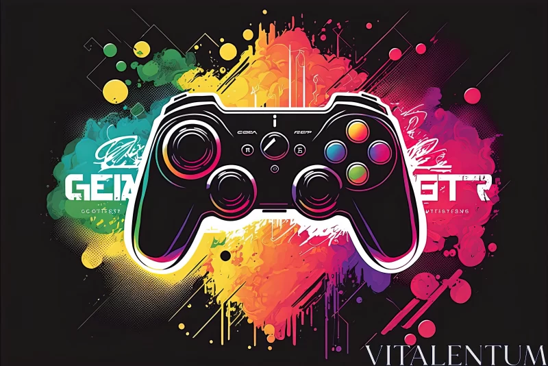 Colorful Gaming Controller - Graphic Design Poster Art AI Image