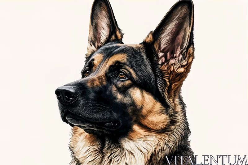 Precisionist Art: German Shepherd Watercolor Portrait AI Image