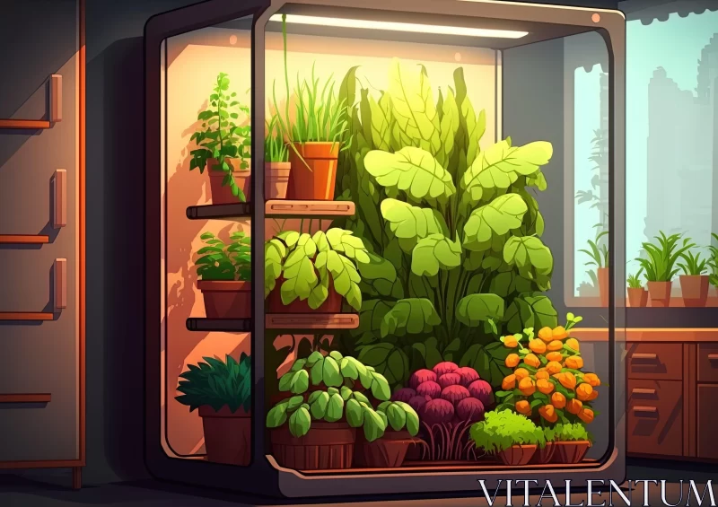 Artistic Interpretation of a Plant-Filled Apartment AI Image