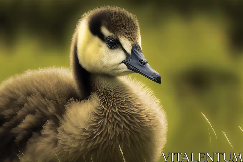 Baby Goose in Nature - Digital Airbrush Art AI Image