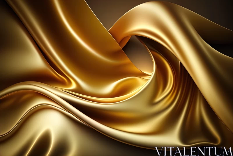 Golden Silk Abstract Fabric Art AI Image