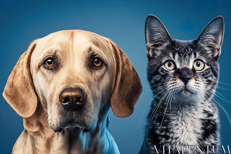 Intimate Portrait of a Dog and Cat AI Image