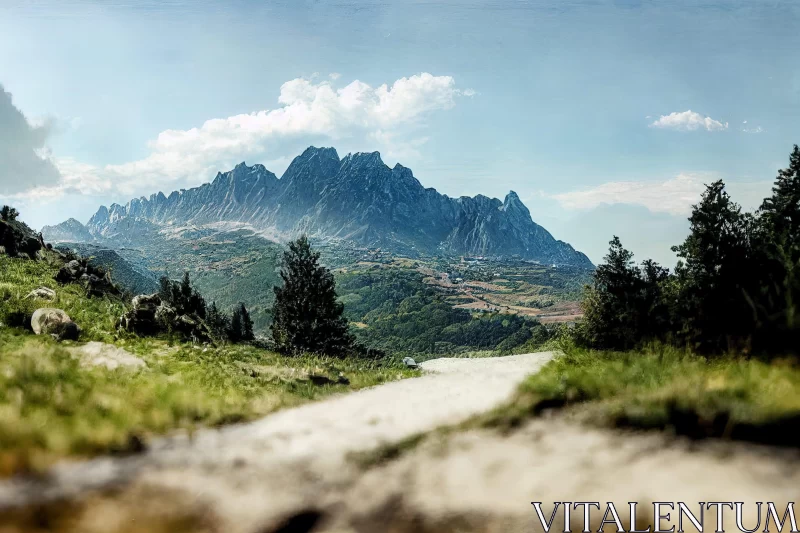 Italian Mountains: A Serene Landscape Panorama AI Image