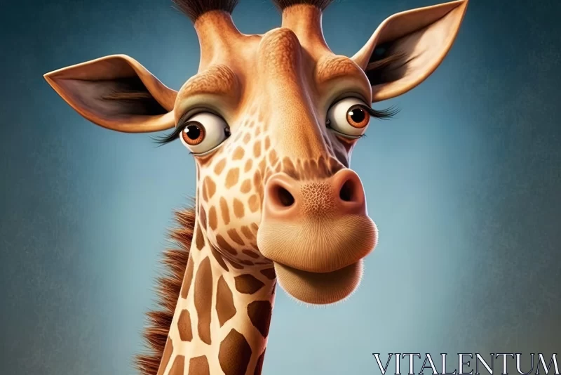 Quirky Cartoon Giraffe - Detailed Character Design Wallpaper AI Image