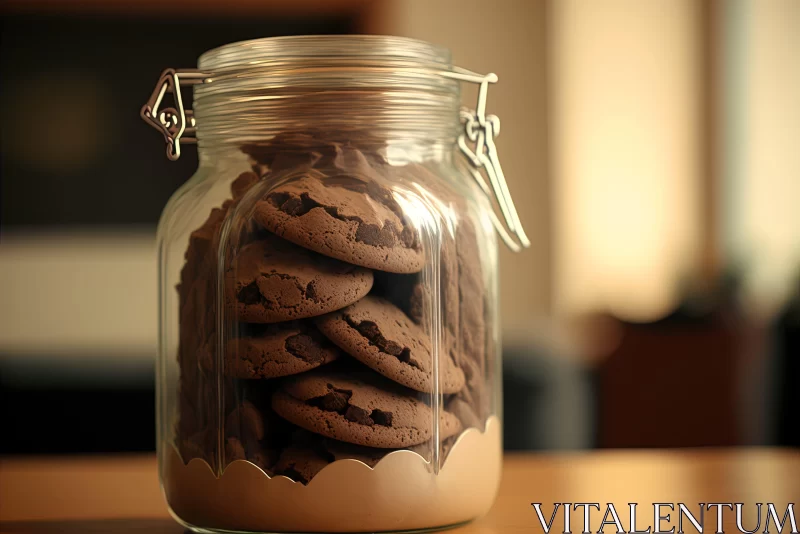 Monochromatic Image of Chocolate Cookies in a Glass Jar AI Image