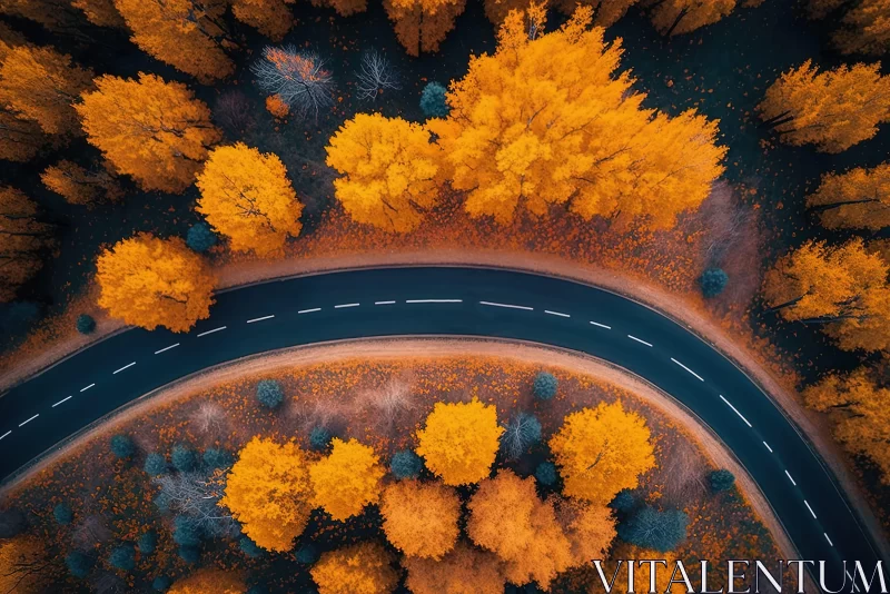 Aerial View of Autumn Road - Enchanting Nature Scene