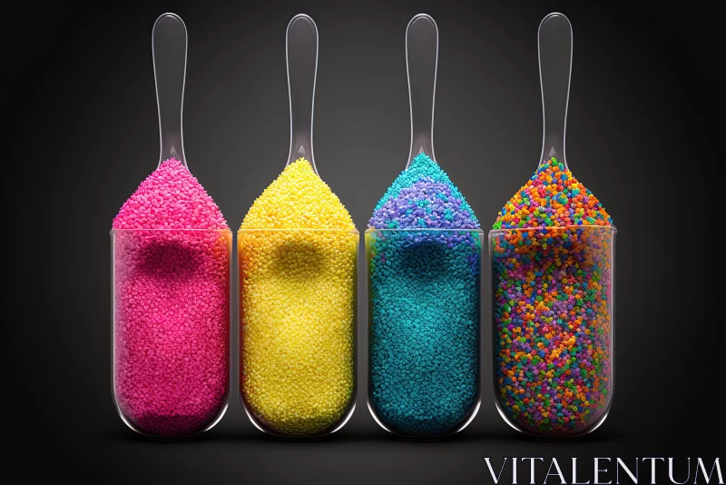 Colorful Spoons with Sprinkles - A Monochromatic Masterpiece AI Image