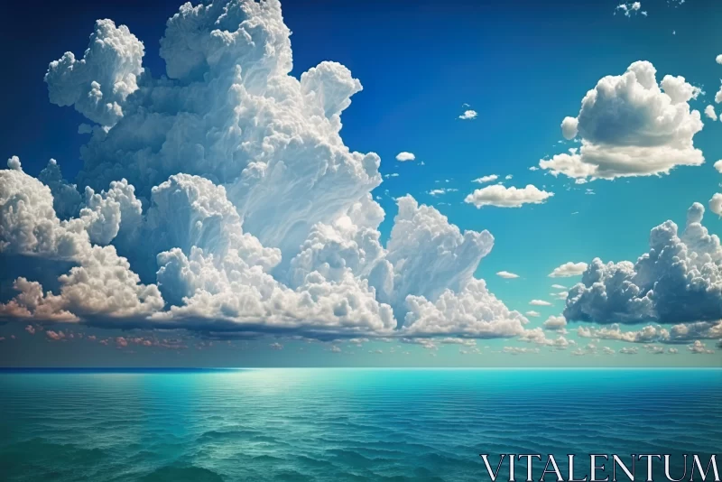 Ocean View with Surrealistic Clouds: A Blend of Realism and Fantasy AI Image