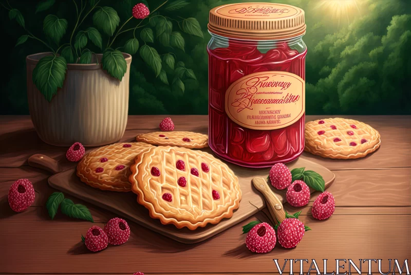 AI ART Raspberry Jam and Cookies: A Dreamlike Illustration