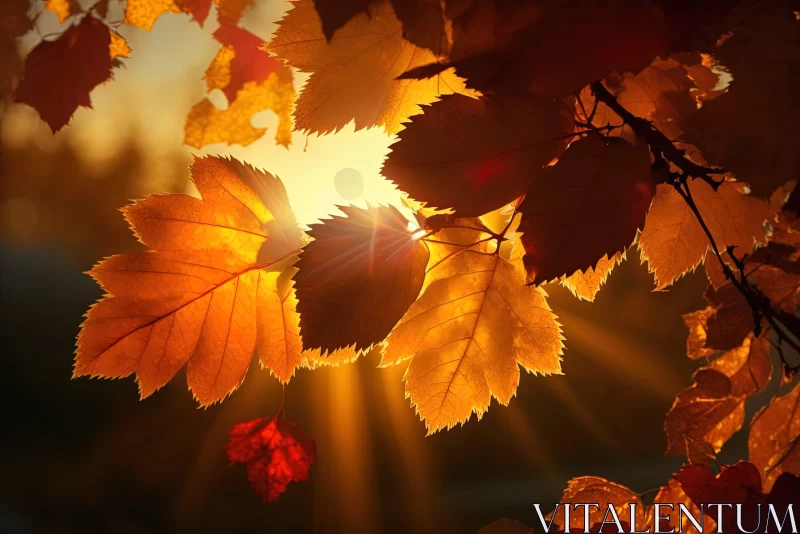 Golden Sunlight Through Autumn Leaves - Nature Scene AI Image