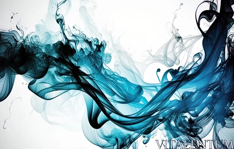 Blue and Black Smoke - Abstract Artistry in Flowing Forms AI Image