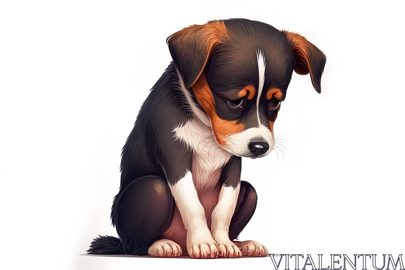 Innocent Cartoonish Dog Portrait - Colorful and Pensive AI Image
