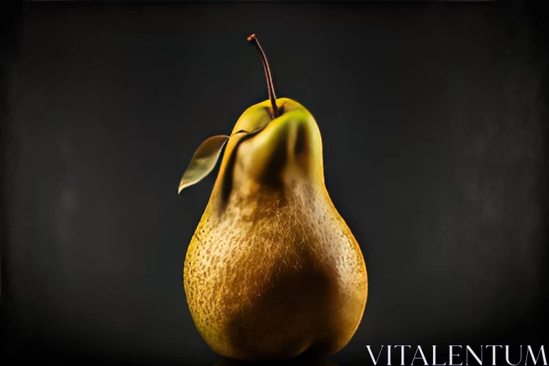 Pear in Bold Chromaticity Against Dark Background AI Image