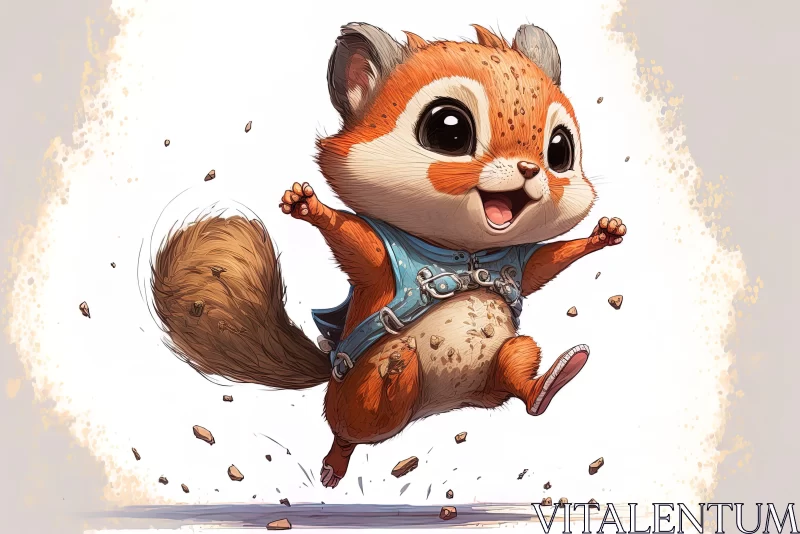 Anime-Inspired Squirrel Illustration in Oil AI Image