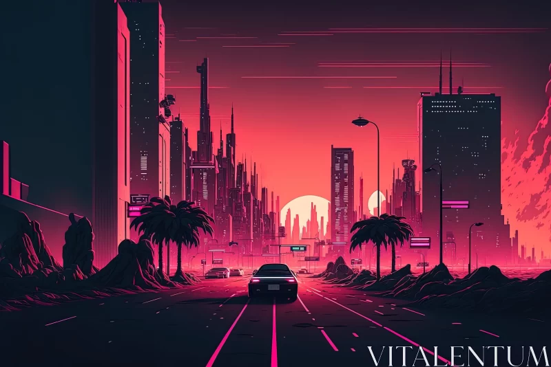 Neon City: A Retro-Futuristic Nightscape AI Image