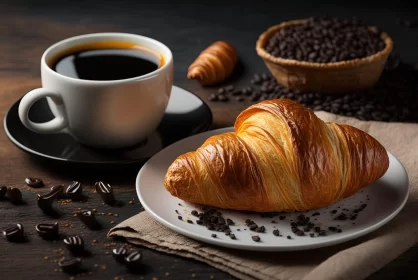 Coffee and Croissant in Tenebrism Style