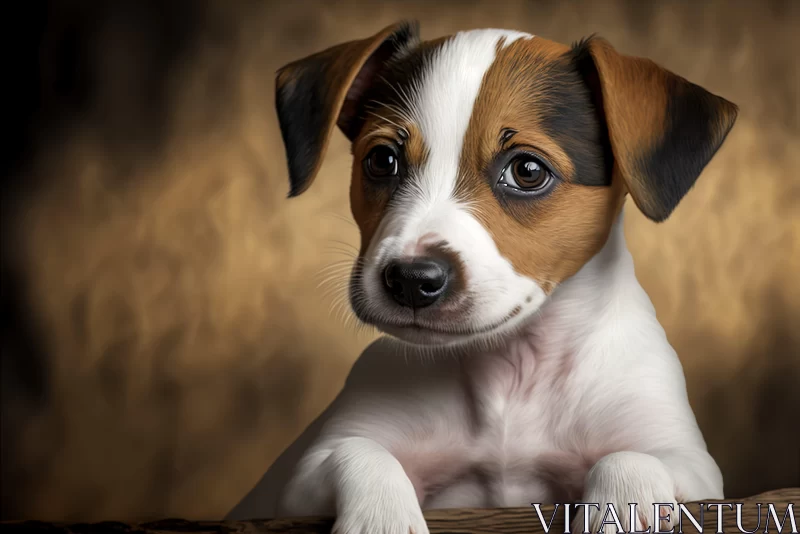 Adorable Puppy in Stylized Portraiture with Amber Tones AI Image