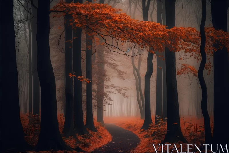 Autumn Forest in Fog - An Otherworldly Landscape AI Image