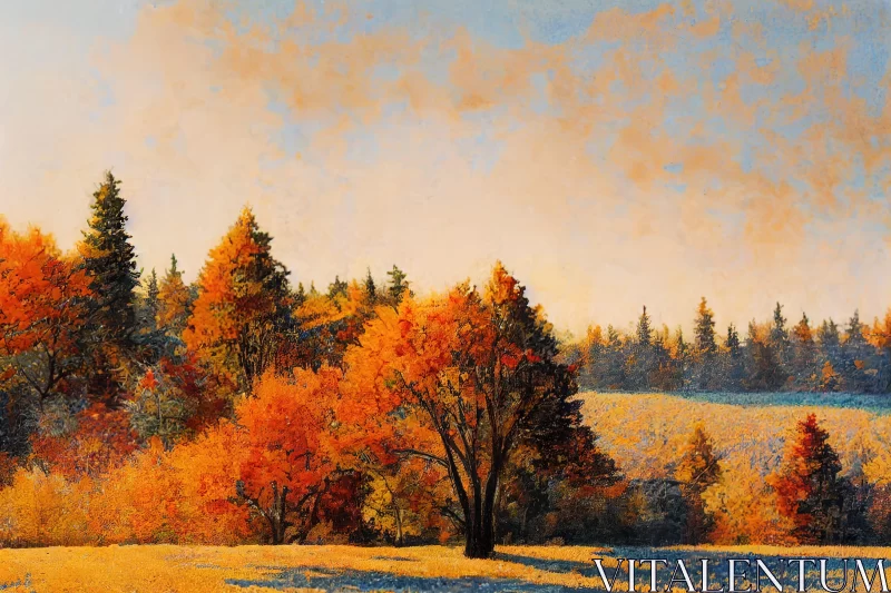 Autumn Landscape Oil Painting - Tonalist Artwork AI Image