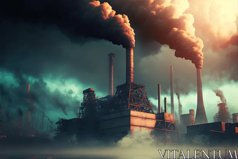Factories under Atmospheric and Moody Lighting: An Environmental Perspective AI Image