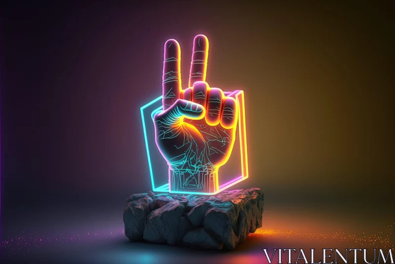 AI ART Neon Peace Sign - 3D Rendering of Graphic Rock-Inspired Art