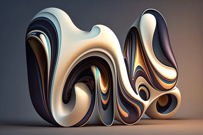 Abstract 3D Artwork with Swirling Shapes and Bold Curves