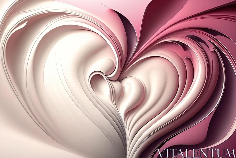 Heart Shaped Abstract Artwork in Pink and White AI Image