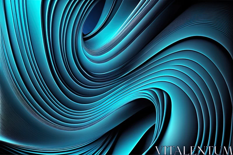 Abstract Blue Wave Art in Precisionist Style AI Image