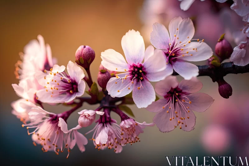 Pink Cherry Blossoms in Bloom - A Close-Up Shot AI Image