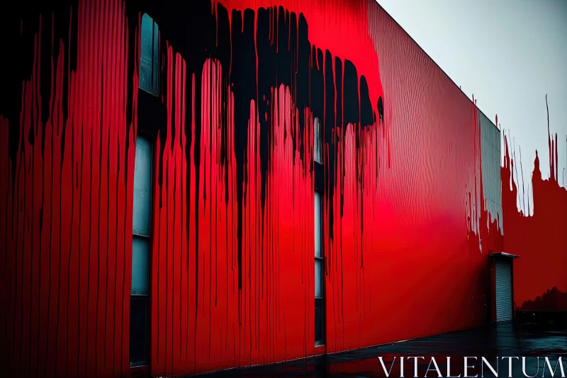 AI ART Bold and Striking Urban Art Installation with Melting Red Paint
