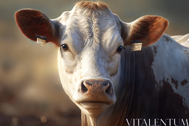 Hyper-realistic Digital Art of a Cow in a Field AI Image