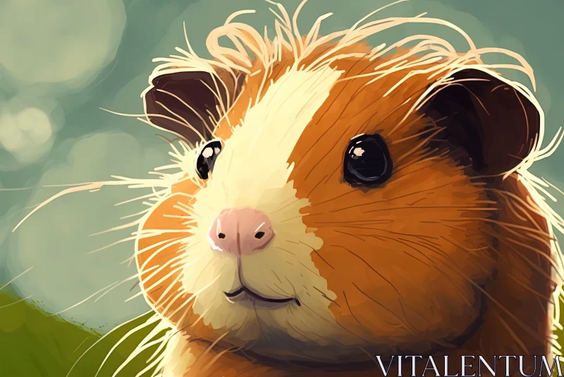 Guinea Pig in Grass - A Detailed Speedpainting Illustration AI Image