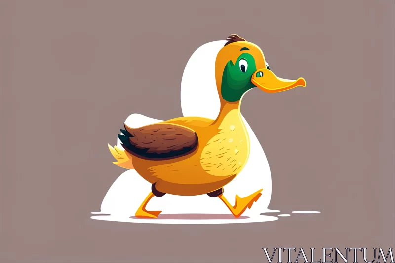 Cartoon Duck Character in Vibrant Colors and Playful Shapes AI Image