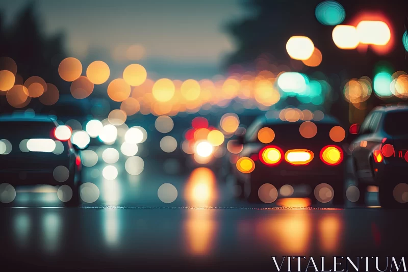 City Night Scene with Lively Bokeh Lights AI Image