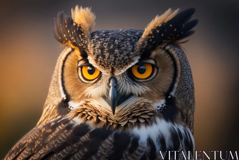 Golden-Eyed Owl in Dark Backdrop - A Striking Representation AI Image