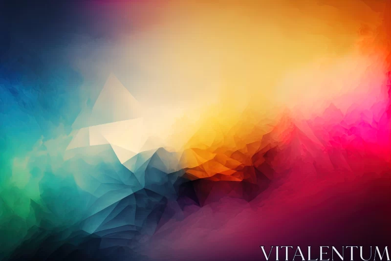 Abstract Triangular Background with Soft Landscapes and Primitivist Elements AI Image