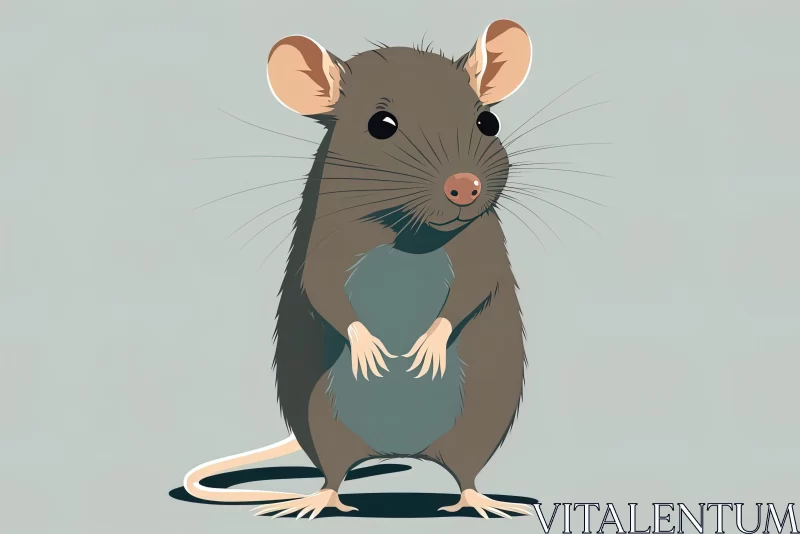 Cute Rat Illustration in Dark Cyan and Light Brown Tones AI Image