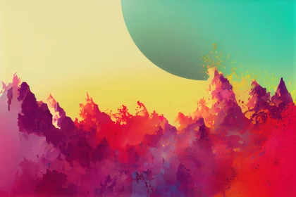 Abstract Digital Art of Colorful Alien Worlds